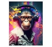 Casa Poster Decorativo Poster di Musica Vibrante, Graffiti, Animali, Tela, Gatto, Gorilla, Scimmia, per Un Arredamento Moderno(B,30x40cm)