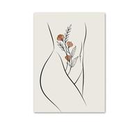 Casa Poster Decorativo Stampa Su Tela, Pittura Astratta Con Linea, Ragazza, Viso E Corpo, Arte Murale Minimalista, Per Soggiorno, Arredamento Moderno La Casa(H,40x60cm)
