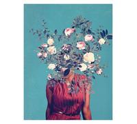 Casa Poster Decorativo Teste Di Fiori Rosa Ritratto Donna Arte Murale Stampa Minimalista Tela Pittura Poster Per Soggiorno Arredamento Moderno La Casa(L,30x40cm)