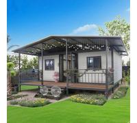 Casa prefabbricata in vendita con telaio in acciaio con 2 camere da letto, 1 cucina completamente attrezzata e bagno per campeggio, cortile, rifugio di emergenza casa pieghevole mobile
