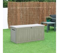 casa.pro Baule da Esterno Contenitore Impermeabile da Stoccaggio Cassone in Plastica da Giardino Patio Cassapanca Portatutto 124 x 52 x 57 cm 250 L - Beige