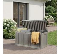 casa.pro Baule da Giardino Contenitore per Esterno Portatutto da 300 L in Plastica Cassone Multiuso Impermeabile Attrezzi Cuscini per Balcone Patio Outdoor 117x47x59 cm - Grigio Chiaro, Effetto Legno