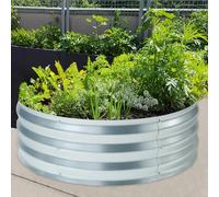 casa.pro Bordatura Rialzata per Piante Contenitore Rotonda per Aiuola Alta Bordura Circolare in Acciaio Letto Elevato per Orto Fiori 91,5 x 30,5 cm Argentato