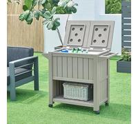 casa.pro Carrello Portavivande Carrello Termico da Giardino Capacità 80L Apertura a Ribalta Scomparto Ampio Apribottiglie Integrato Rotelle Bloccabili 102x47x87 cm Beige