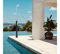 casa.pro Doccia Solare da Giardino con Serbatoio da 9 Litri Miscelatore e Soffione Girevole Riscaldamento a Energia Solare Doccia Estiva per Piscina Terrazza 215 cm Nero