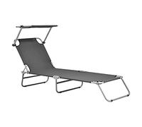 casa.pro Lettino Prendisole Portatile Sdraio con Tettuccio Parasole Regolabile Lettino con Schienale Reclinabile Struttura Pieghevole Supporto Peso 110 kg - Grigio Scuro