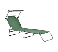 casa.pro Lettino Prendisole Portatile Sdraio con Tettuccio Parasole Regolabile Lettino con Schienale Reclinabile Struttura Pieghevole Supporto Peso 110 kg - Verde Scuro
