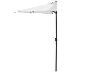 casa.pro Ombrellone a Semicerchio con Palo in Acciaio e Tela Parasole a Mezzaluna per Balcone Terrazzo Giardino Apertura con Manovella 300x150 cm Bianco