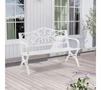 casa.pro Panca da Giardino a 2-3 Posti di Seduta Schienale con Elementi Decorativi Braccioli Incurvati Panchina da Esterno Patio Terrazza 127x53x79 cm - Bianco
