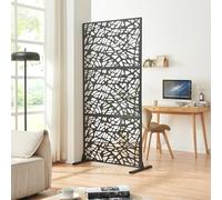 casa.pro Pannello Divisorio per Spazi Interni Schermatura Decorativa con Struttura Traforata Schermo Divisore in Acciaio 200 x 100 cm Nero