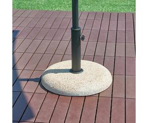 casa.pro Piedistallo per Ombrellone Base di Supporto per Palo da 34/39 / 49/55 mm con Adattatore e Annelli Restringenti Blocco Rotondo di Cemento con Superficie Ghiaiosa - Beige