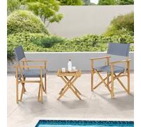 casa.pro Set da Bistrot Pieghevole Tavolo e 2 Sedie da Esterno Arredo Bistrò Mobili da Patio Balcone Terrazza Set da caffè all'Aperto - Legno di Eucalipto/Grigio