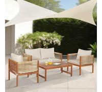 casa.pro Set Salottino per Uso Esterno Mobili da Giardino Patio Terrazza Set Composto di Tavolo Divano e 2 Poltrone Arredo in Legno di Acacia
