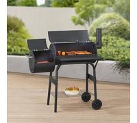 casa.pro Smoker Grill Barbecue Portatile a Carbonella Carrello BBQ in Acciaio con Affumicatore Comignolo Termometro Integrato Griglie e Ripiani