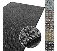 casa pura Carlton - Tappeto a pelo corto, in tessuto piatto, motivo discreto, robusto, disponibile in diverse misure, come tappeto per soggiorno, cucina, camera da letto (antracite, 66 x 130 cm)
