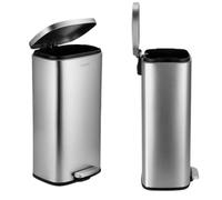 casa pura Dustin - Pattumiera a pedale, 50 litri, con abbassamento automatico, chiusura antiodore, in acciaio inox, secchio interno estraibile in plastica