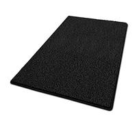 casa pura Shaggy - Tappeto a pelo lungo morbido Barcelona, per soggiorno, camera da letto e cameretta dei bambini, con sigillo GUT e angioletto blu, Polipropilene, Nero, 66x130 cm