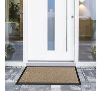 casa pura - Tappeto antiscivolo e antipolvere, zerbino per interni ed esterni, lavabile e ultra assorbente, Vinile, Beige - Noir, 40 x 60 cm