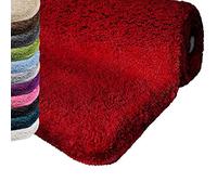 casa pura Tappeto da Bagno Shaggy, Assorbente Sky Tappeto Bagno Antiscivolo - Pelo Alto e Morbido in 12 Colori e Varie Misure - Rosso cupo - 80x150 cm