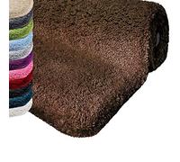 casa pura Tappeto da Bagno Shaggy, Assorbente Sky Tappeto Bagno Antiscivolo - Pelo Alto e Morbido in 12 Colori e Varie Misure - Marrone - 60x100 cm
