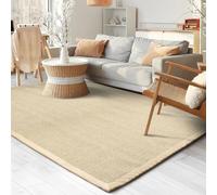 casa pura®, tappeto linea Amazonas in sisal con bordo in cotone, retro in lattice antiscivolo, Sisal Lattice Cotone, Natural, 80x150cm