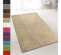 casa pura Tappeto Shaggy Barcelona - Morbido tappeto a pelo lungo per corridoio, soggiorno, camera da letto, ecc. - Sigillo GUT - 80 x 150 cm - Beige