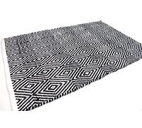 Casa Service DORA Tappeto Cotone Antiscivolo, Jaquard, Lavabile, per Bagno e Cucina (50x120cm, Black)