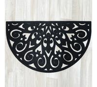 Casa Service FLODRESS Zerbino Gomma 45x75 cm Rettangolare per Ingresso, da Esterno, Stile Ferro Battuto, Decorato, Resistente, Antiscivolo, Drenante, Nero