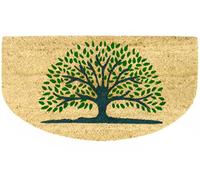 Casa Service SOAVE Zerbino 40x75cm Mezzaluna in Cocco Naturale e Gomma PVC Rettangolare per ingresso con Albero della vita (D - Green)