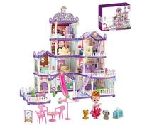 Casa - Set Di Gioco Di Villa In Miniatura A 4 Livelli E 13 Pezzi, Villa Di Montaggio In Miniatura, Uso Di Giocattoli Creativi Educativi, Casa Di Montaggio con 3 s Pri