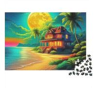 Casa sulla Spiaggia Tramonto Puzzle 1000 Pezzi per Adulti Gioco di Relax 52x38cm/1000pcs