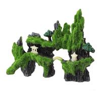 Casa sull'albero di muschio in resina per acquario, pesce per nascondiglio e rifugio in grotta, decorazione artificiale per acquario per acquario ornamento di allevamento (C)