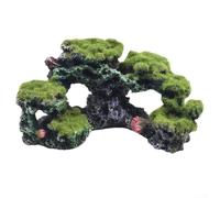 Casa sull'albero di muschio in resina per acquario, pesce per nascondiglio e rifugio, pianta artificiale decorazione per serbatoio per acquari ornamento allevamento (D)