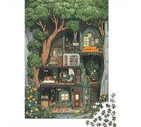 Casa sullalbero nella Foresta Puzzle 1000 Pezzi Carta per Adulti Illustrazione da Fiaba Gioco di Puzzle 1000 Pezzi Relax Decorazione Regalo 70x50cm/1000pcs