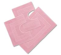 CASA TESSILE Torino Set 3 tappeti Bagno in Spugna, 1 cm 60X90 + 2 Girowater cm 60x45 - Rosa