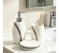Casa & Vita > Bagno > Accessori da Bagno & Set di Accessori > Set di Accessori da Bagno di Lusso 4 Pezzi Stile Nordico Set di Articoli da Toilette Bicchiere da Bagno Dispenser Manuale per Sapone Porta