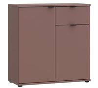 Casa Vital Cassettiera Ganymede 222, 80 x 34 x 82 cm, mobili per soggiorno e camera da letto, 1 armadio interno con ripiano, 1 cassetto, ante a battente, piedini in plastica nera (rosso terracotta)