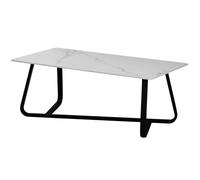 Casa Vital Lorasta, tavolino da caffè in ceramica, 120 x 60 x 45 cm, tavolino da pranzo, base in metallo, carico massimo 30 kg, piastra con angoli arrotondati, colore (bianco e oro)