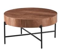 Casa Vital Micina - Tavolino da salotto, forma rotonda, colore marrone con venature del legno, tavolino da salotto, struttura in metallo nero, portata massima 30 kg (diametro 80 x 42 cm)