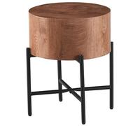 Casa Vital Micina - Tavolino da salotto, forma rotonda, colore marrone con venature del legno, tavolino da salotto, struttura in metallo nero, portata massima 30 kg (Ø 40 x 50 cm)