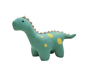 Casa Vital Sgabello per animali per bambini Dino, verde, 29 x 95 x 55 cm, pouf a forma di dinosauro, mobili per camera dei bambini, imbottiti, telaio in legno, carico massimo 100 kg