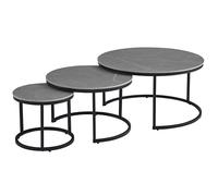 Casa Vital Tavolino Menander, set da 3 pezzi, Ø 80 x 42 e Ø 60 x 38 e Ø 40 x 34 cm, motivo marmo, mobili da soggiorno, tavolo in metallo, portata 120 kg per tavolo, piano in ceramica (grigio)