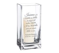 Casa Vivente Vaso da Fiori in Vetro con Incisione per Defunti Personalizzabile con Nome e Data, Ricordo Sempre Vivo, Articoli Funerari, Accessori Cimiteriali