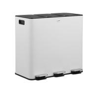 CASABEL Pattumiere per raccolta differenziata 60 L, sistema per raccolta differenziata 3 x 20 L acciaio inox, pattumiera con pedale, anti-impronta e anti-odore, bianco
