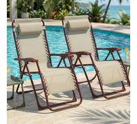 CASABEL Poltrona Relax Gravità Zero Pieghevole, 2 Poltrone Reclinabili Regolabili per Giardino, Balcone o Campeggio con Struttura Acciaio e Tessuto Textilene resistente, Terracotta