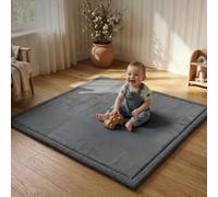 CASABEL Tappeto gioco per bambini, velluto, morbido, 150x180, grigio
