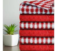 Casabella Confezione da 6 strofinacci da cucina in spugna di cotone, morbidi, altamente assorbenti, per piatti e bar, prezzo imbattibile (set da 6 pezzi, rosso)