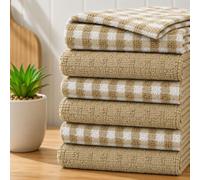Casabella Confezione da 6 strofinacci da cucina in spugna di cotone, morbidi, altamente assorbenti, asciugamani da bar (set da 6 pezzi, beige)