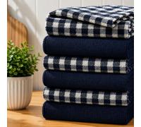 Casabella - Confezione da 6 strofinacci da cucina in spugna di cotone, morbidi, altamente assorbenti e per bar. Prezzo imbattibile (Set di 6, Blu scuro)