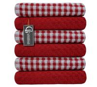 Casabella Confezione da 6 strofinacci da cucina in spugna di cotone, morbidi, altamente assorbenti, per piatti e bar, prezzo imbattibile (set da 6 pezzi, rosso)